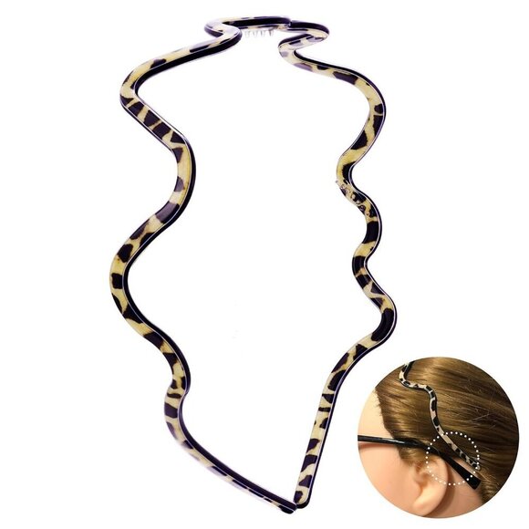 Wavy Headband Women Non Slip French Style Plastic Tortoiseshell main image 2